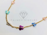 Collar Elegante - 105617 -Collar Mariposas Color Pastel Oro Laminado 18K