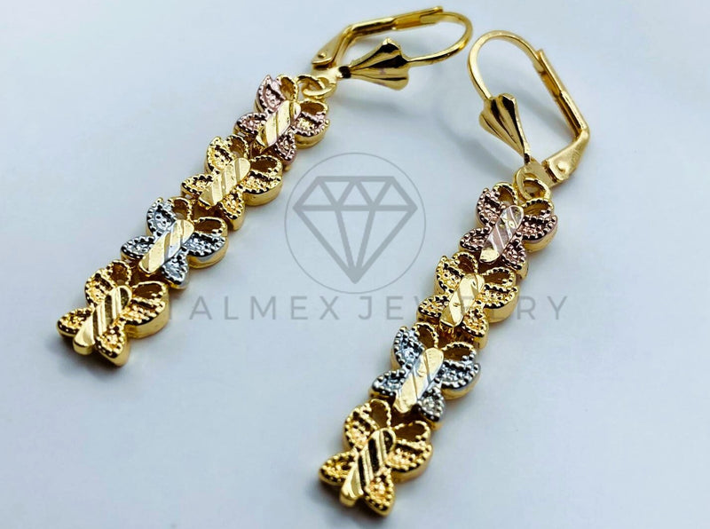 Arete de Lujo - 105778 - Arete Mariposas Diamantadas Oro Laminado 18K