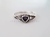 Anillo de Dama - 105138 - Graduacion Corazon Morado - Plata .925