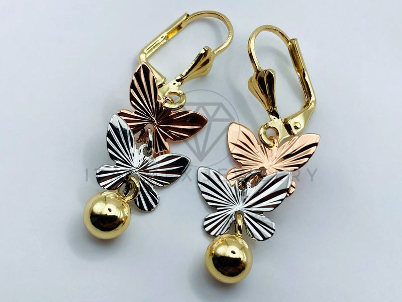 Arete de Lujo - 105779 - Arete Mariposas Laser Oro Laminado 18K