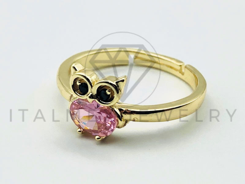 Anillo de Dama - 105554 - Diseño Buho Circonia Rosa Oro Laminado 18K