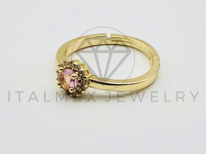 Anillo de Dama - 105562 - Diseño Solitario Bisel Circonia Rosa Oro Laminado 18K