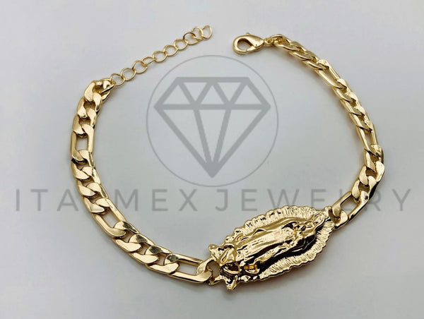 Pulsera de Lujo - 105628 - Esclava Cubana Virgen Guadalupe Oro Laminado 18K