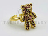 Anillo de Dama - 105578 - Anillo Osito de Peluche Circonia Rosa Oro Laminado 18K