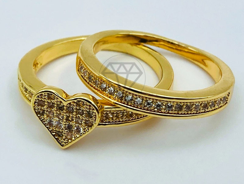 Anillo de Dama - 105761 - Anillo Alianza Corazon Micropave Clara Oro Laminado 18K