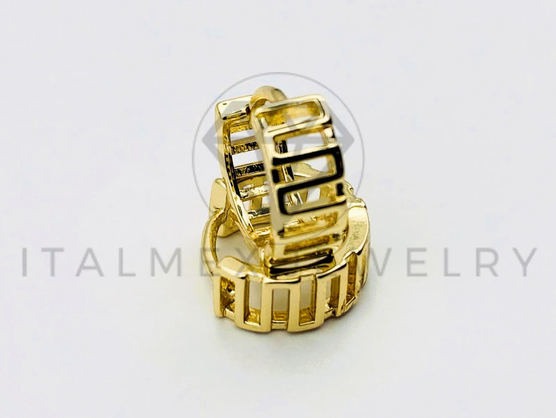 Arete de Lujo - 105604 - Huggie Clasico Grecas Oro Laminado 18K