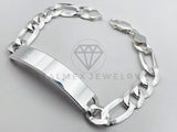 Pulsera de Lujo - Esclava Figaro Placa Lisa 7mm Plata .925