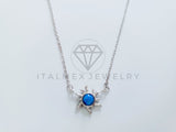 Collar de Lujo - 104780 - Diseño Sol Esmalte Azul Plata Fina .925