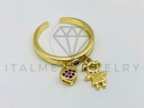 Anillo de Dama - 105589 - Anillo Dije Corazon y Niña Circonia Rosa Oro Laminado 18K