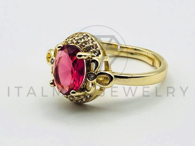 Anillo de Dama - 105557 - Diseño Filigrana Circonia Roja Oro Laminado 18K