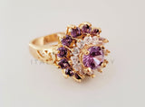 Anillo de Dama - 105386 - Anillo Flor con Circonia Morada Oro Laminado 18K