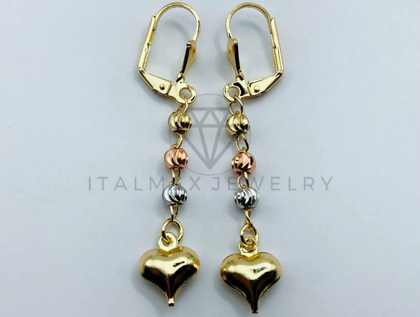 Arete de Lujo - 105783 - Arete Corazon Tira Laser Oro Laminado 18K