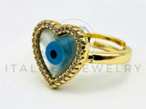 Anillo de Dama - 105588 - Anillo Ojo Turco Corazon Circonia Clara Oro Laminado 18K