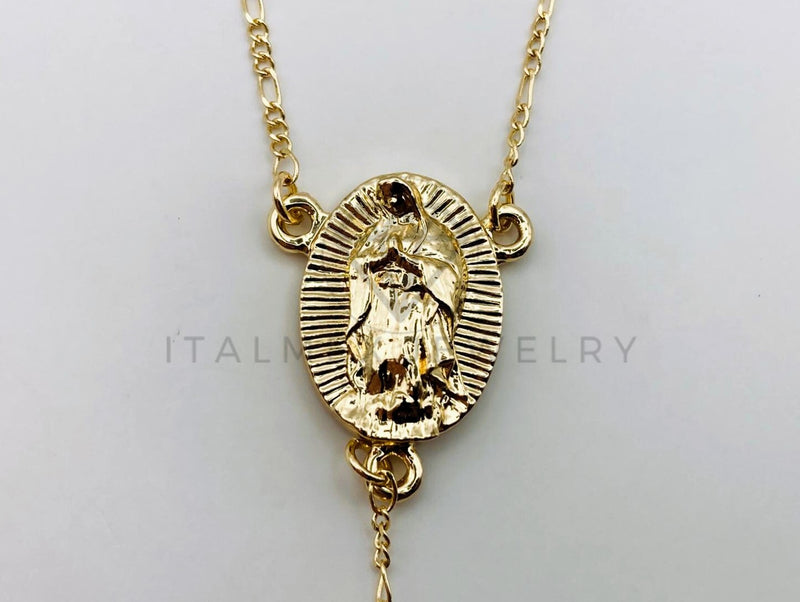 Rosario de Lujo - 105618 - Estilo Diamantado con Medalla Virgen 3 Oros Oro Laminado 18K