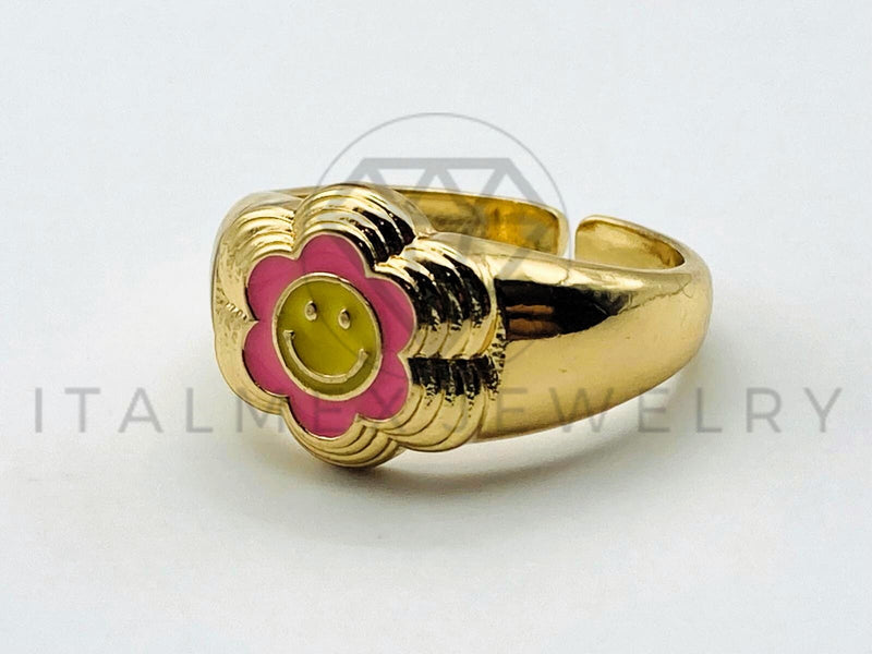 Anillo de Dama - 105565 - Diseño Graduacion Flor Amarilla y Rosa Oro Laminado 18K