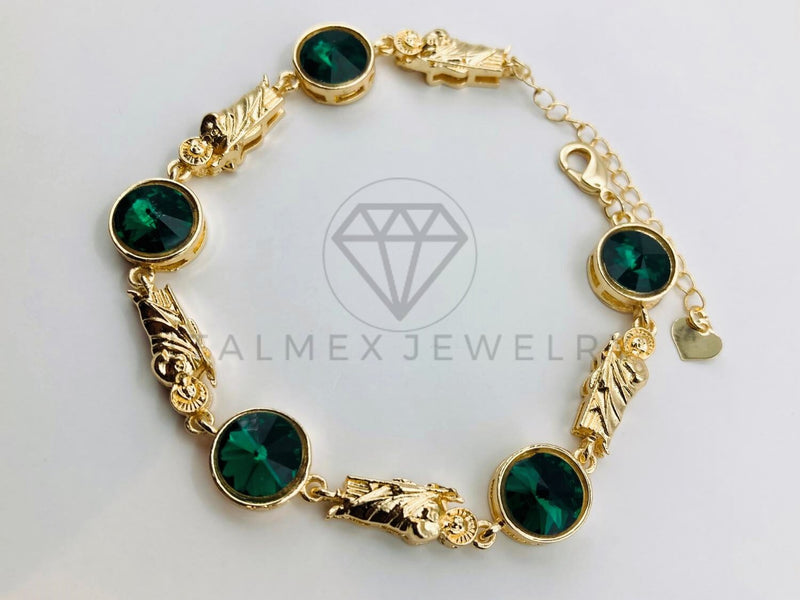 Pulsera de Lujo - 105634 - Pulsera San Judas y Circonia Verde Oro Laminado 18K