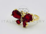 Anillo de Dama - 105582 - Anillo Mariposa Circonia Roja Oro Laminado 18K