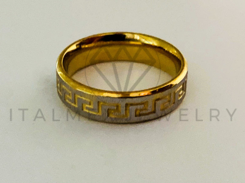 Anillo de Lujo - 105445 - Argolla Grecas Bitono 5mm Oro Laminado 18K