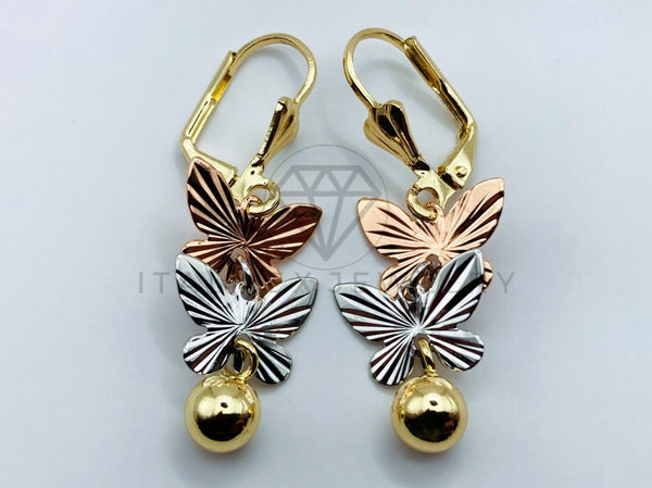 Arete de Lujo - 105779 - Arete Mariposas Laser Oro Laminado 18K