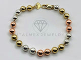 Pulsera de Lujo - 105813 - Pulsera Bola Lisa 6mm 3 Tonos Oro Laminado 18K