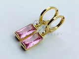 Arete de Lujo - 105857 - Arete Rectangular Circonia Rosa Oro Laminado 18K