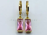 Arete de Lujo - 105857 - Arete Rectangular Circonia Rosa Oro Laminado 18K