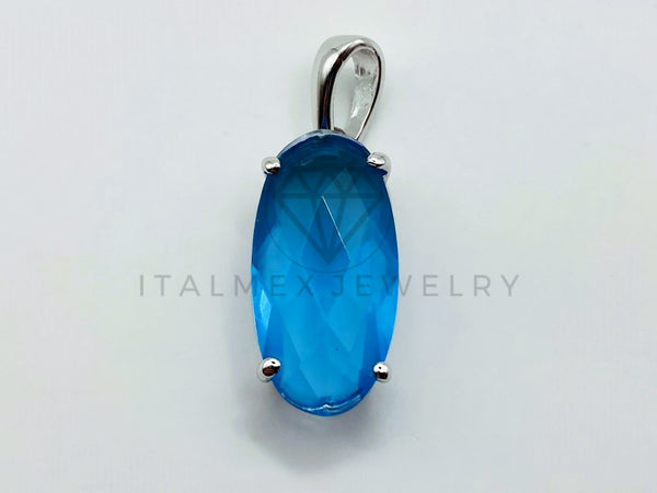 Dije Elegante - 105890 - Diseño Circonia Oval Azul Plata .925