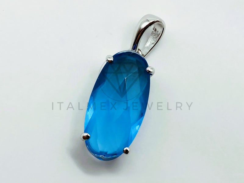 Dije Elegante - 105890 - Diseño Circonia Oval Azul Plata .925