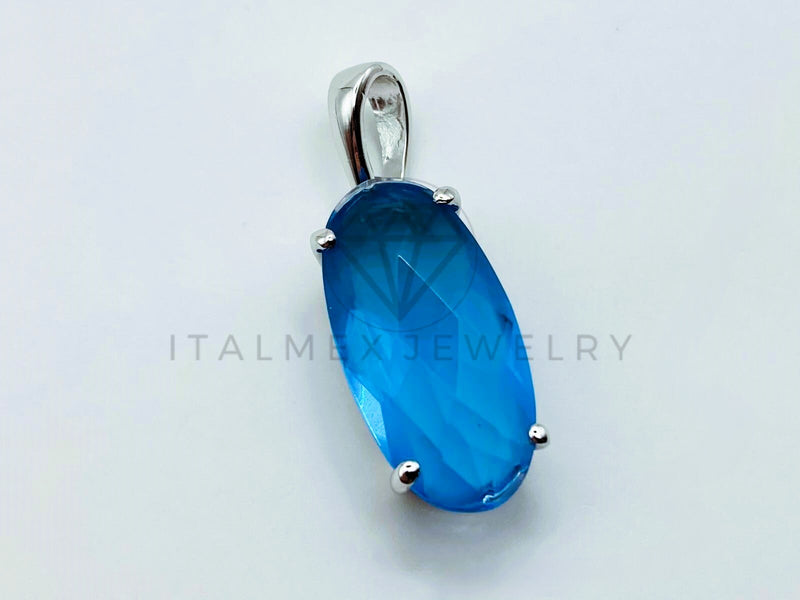 Dije Elegante - 105890 - Diseño Circonia Oval Azul Plata .925