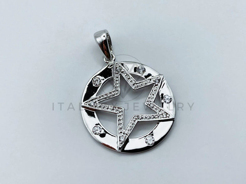 Dije Elegante - 105894 - Diseño Estrella Bisel Circonia Clara Plata .925