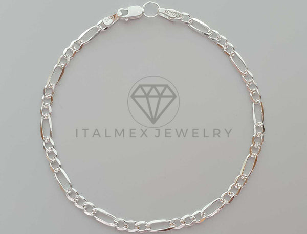 Pulsera de Lujo - 105923 - Diseño Figaro de 3mm 9 Pulgadas Plata Fina .925