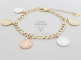 Pulsera Elegante - 100163 - Diseño de Moneda San Benito 3 Oros Oro Laminado 18K