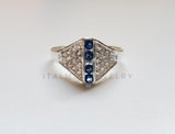 Anillo de Dama - 101538 - Anillo de Lujo Placa CZ Azul Plata .925