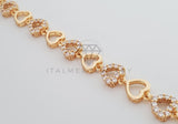 Pulsera de Lujo - 100290 - Diseño Corazones con CZ Clara Oro Laminado 18K