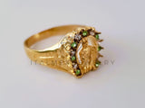 Anillo Caballero de Lujo - 104253 - Herradura San Judas Circonia Clara y Verde Oro Laminado 18K