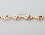 Pulsera de Lujo - 100192 - Diseño Elefante CZ Roja Oro Laminado 18K