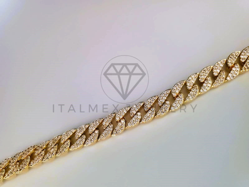 Pulsera de Lujo - 103771 - Diseño Cubana Circonia Clara Oro Laminado 18K