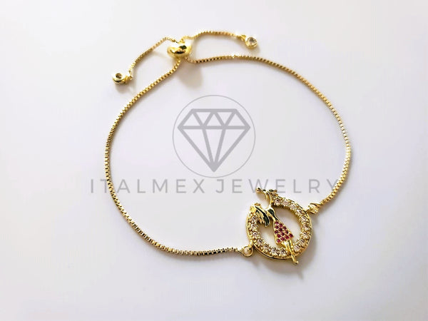 Pulsera de Lujo - 103726 - Diseño Ajustable Madre y Bebé CZ Color Oro Laminado 18K