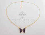 Collar Elegante - 101577 - Collar Mariposa CZ Morada Oro Laminado 18K