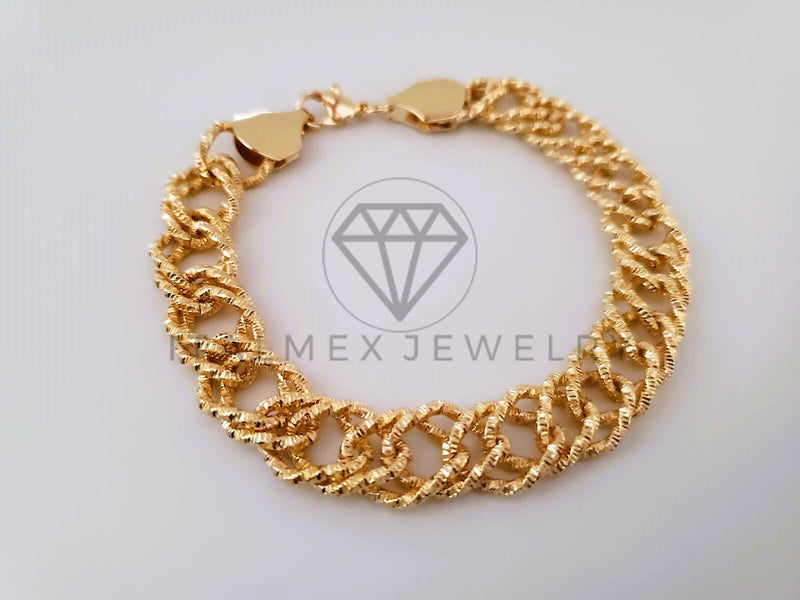 Pulsera Elegante - 104475 - Tejido Double Link Diamantada Oro Laminado 18K