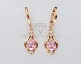 Arete de Lujo - 100780 - Diseño de Gota CZ Rosa Oro Laminado 18K