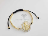 Pulsera Ajustable - 102429 - Diseño de Virgen con CZ Clara Oro Laminado 18K