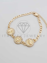 Pulsera Elegante - 100217 - Diseño de la Virgen con CZ Blanca Oro Laminado 18K