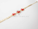 Pulsera Elegante - 100230 - Diseño de Elefantes Rojos con CZ Oro Laminado 18K