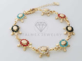 Pulsera de Lujo - 100196 - Diseño Tortugas CZ Colores Oro Laminado 18K