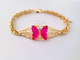 Pulsera Elegante - 103972 - Esclava de Mariposa CZ Rosa Vivo Oro Laminado 18K