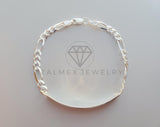 Pulsera de Lujo - 103504 - Esclava Figaro Placa Lisa 6mm Plata Fina .925