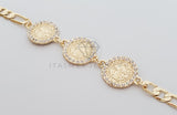 Pulsera Elegante - 100183 - Diseño Medallas San Benito CZ Clara Oro Laminado 18K