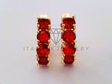 Arete de Lujo - 104622 - Huggie Redondo CZ Roja Oro Laminado 18K