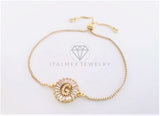 Pulsera Ajustable - 102633 - Diseño de Inicial "G" CZ Clara Oro Laminado 18K